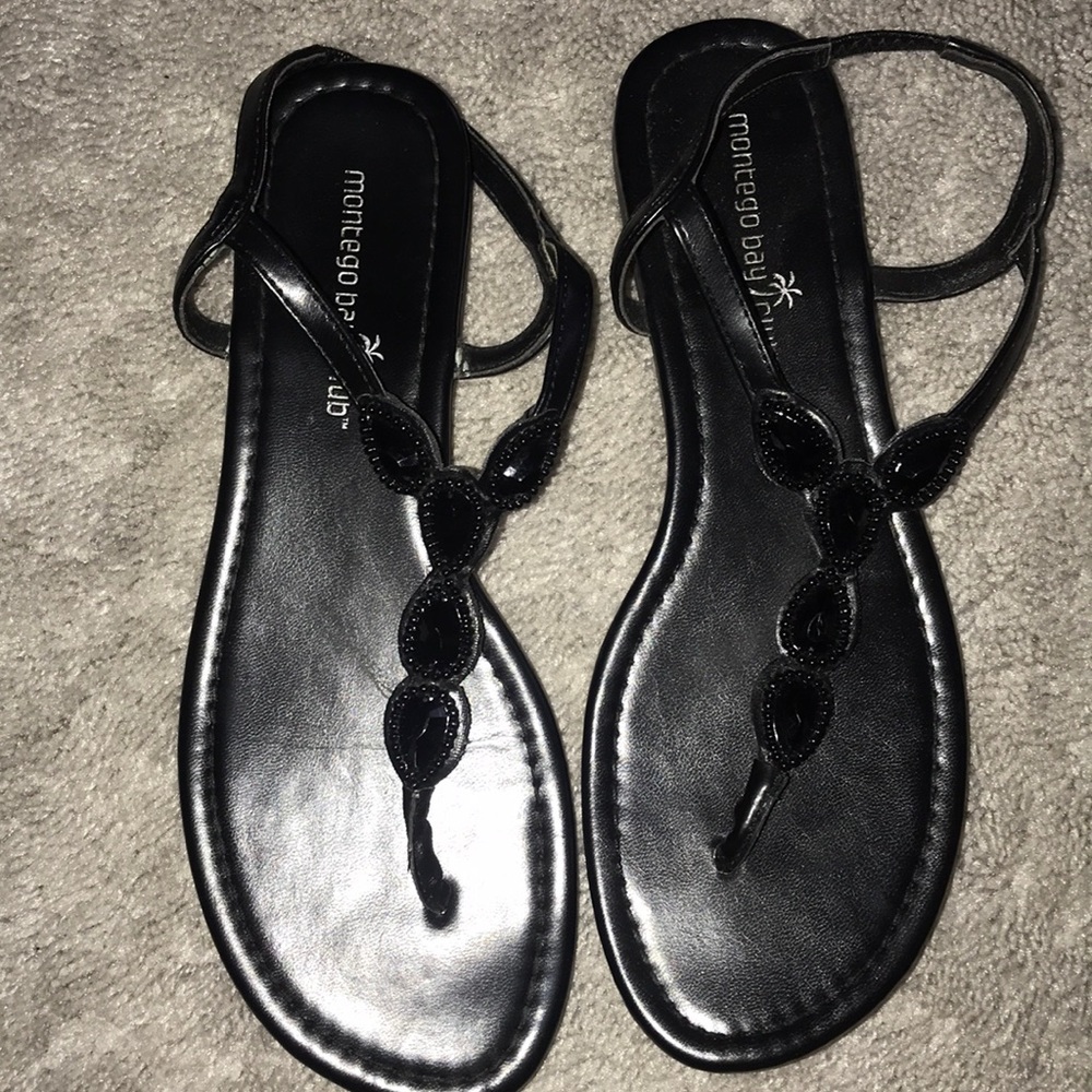 Montego Bay Club Black Sandals NEW